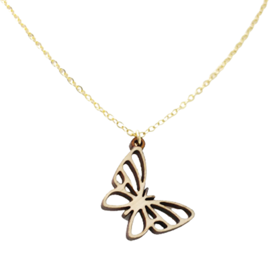 Children's wooden butterfly necklace