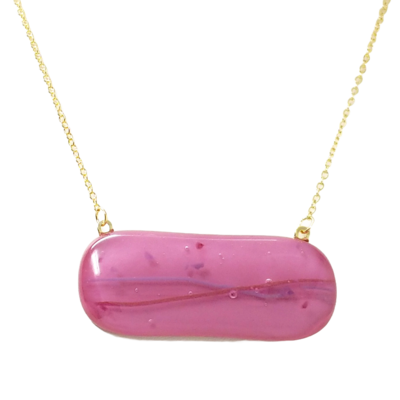 Pink and purple bar fused glass necklace - Thumbnail 2
