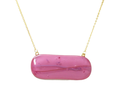 Pink and Purple Bar Fused Glass Necklace