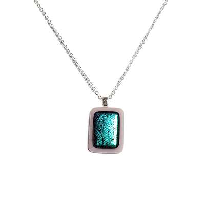 Dichroic sundials on lavendar fused glass pendant necklace - Thumbnail 1