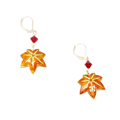 Autumn maple leaves crystal earrings