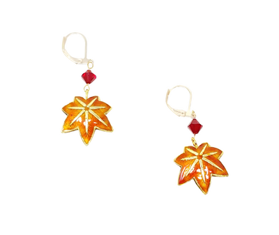 Autumn Maple Leaves Crystal Earrings