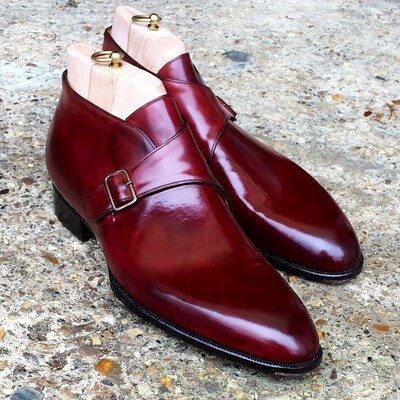 Handmade dress shoes genuine leather monk strap chukka boot
