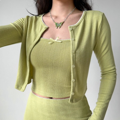 Sexy hot girl suspender long sleeve cardigan - Thumbnail 4