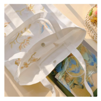 Camellia Canvas bag Hanfu messenger bag embroidered ancient style cheongsam bag eco-friendly bag - Thumbnail 1