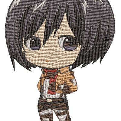 Anime machine embroidery pattern mikasa chibi