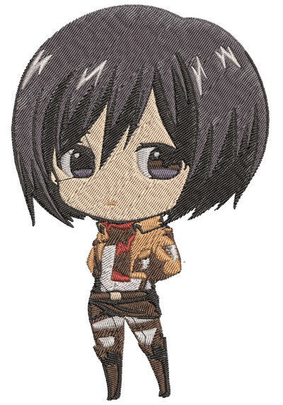 Anime Machine Embroidery Pattern Mikasa Chibi