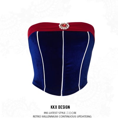Blue and red contrast tube top
