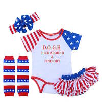 Donald Trump DOGE FAFO Funny Bodysuit Romper Outfit Shirt Set Uncensored - Thumbnail 1