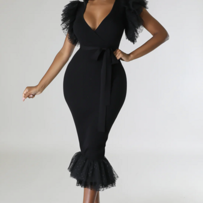 Midi dedication dress - black