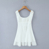 Bow Tie Sleeveless Lace Trim Dress - Thumbnail 1