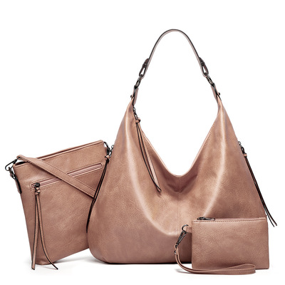 Women Shoulder Bags Tote Satchel Hobo 3pcs Purse Set Pink