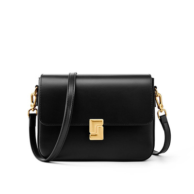 Genuine Leather Shoulder Bag Top-handle Handbag Ladies Purses Black