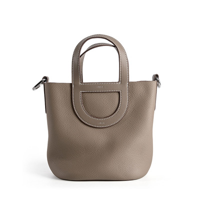 Genuine leather women handbags tote purse shoulder bag grey - Thumbnail 4