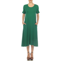 White Mark Women's Short Sleeve Swing Midi Dress - Thumbnail 3