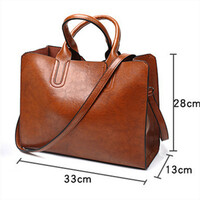 Women??s Leather Handbag Shoulder Bag Shopper Brown - Thumbnail 1