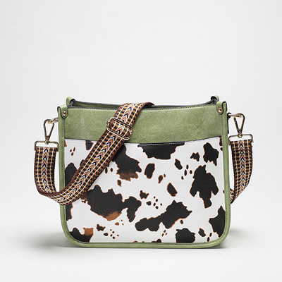 New women's bag fashion cow pattern shoulder bag green - Thumbnail 2