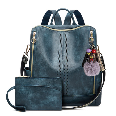 Fashion leather backpack purse designer travel backpack blue - Thumbnail 2