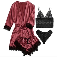 4 Pieces  Home Clothed Nightwear Robe Woman Sleepwear Pajamas Set  - Thumbnail 5