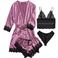4 Pieces  Home Clothed Nightwear Robe Woman Sleepwear Pajamas Set  - Thumbnail 6