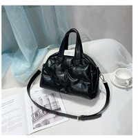 Ladies' Boston Pillow Bag Fashion Handheld Large Capacity Single Shoulder Crossbody Bag Black - Thumbnail 2