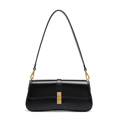Genuine Leather Satchel Handbag for Women Vintage Handmade Shoulder Bag Black