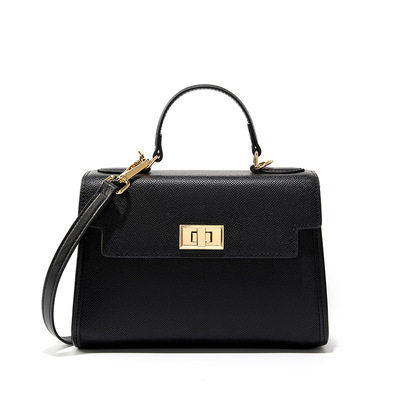 Genuine Leather Women Top Handle Straw Crossbody Bags Black