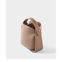 Genuine Leather Hobo Shoulder Bag Brown - Thumbnail 3