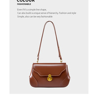 Genuine Leather Womens Fashion Shoulder Bags Brown - Thumbnail 1