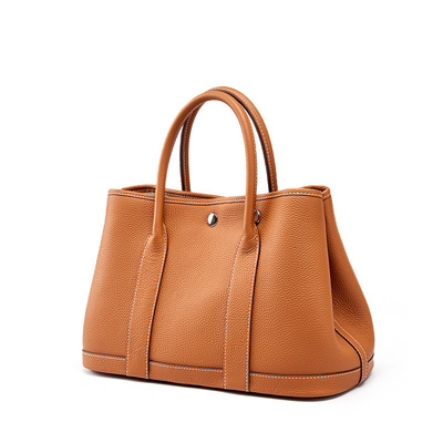 Women Genuine Leather Tote Bag Handbags Brown