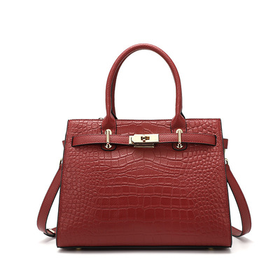 Genuine leather purses and handbags for women shoulder tote bags red - Thumbnail 5