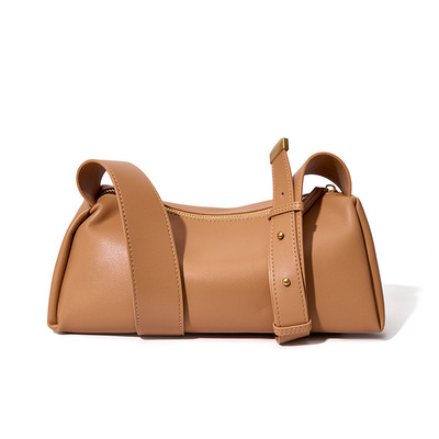 Genuine leather women small shoulder purse handbag brown