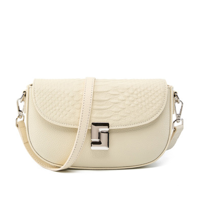 Ladies' genuine leather crossbody bag large capacity small square bag white