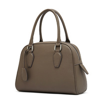 Women Genuine Leather Handbag Top-handle Satchel Bag Grey