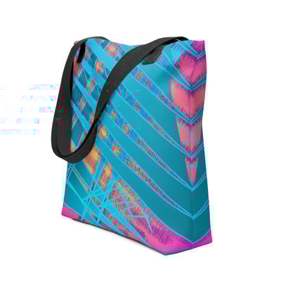 Prismatic pulse  electric light show inspired tote bag