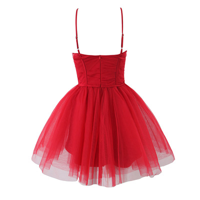 Girls sweet waist figure showing tulle mini princess dress