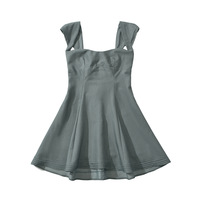 Retro sexy square neck low cut temperament slim fit gray mini dress - Thumbnail 2