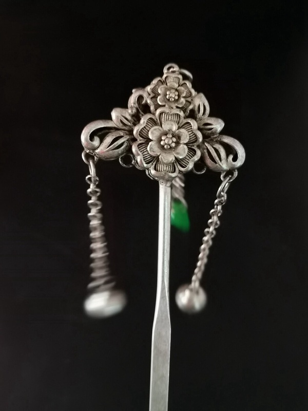 Collection of Chinese handmade Tibetan silver hairpins 
