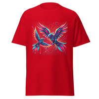 Unisex T-shirt Neon Bird Surreal Feather Shadows Digital Art Illustration Several Colors Men's And Women's - Thumbnail 8
