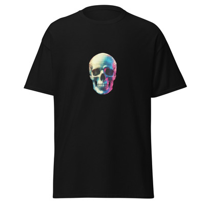 Unisex skull t-shirt digital 3d and watercolor style cyberpunk influence virtual several colors
