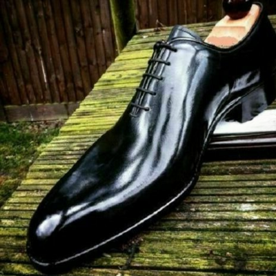 Handmade men black leather oxford lace up dress formal shoes