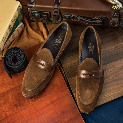 Penny leather shoes cow suede men's shoes gentleman shoes