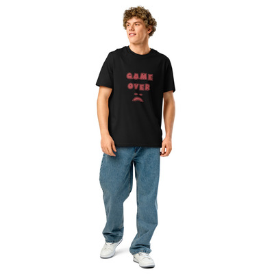 Unisex organic ribbed neck t-shirt "game over"