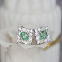 Lustrous Natural Zambian Emerald Oval 6x4mm Earstuds 925 Sterling Silver Stud Earrings Gemstone Earstuds Birthday Anniversary Wedding Gift - Thumbnail 4