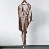 Irregular Printed Silk Loose Dress - Thumbnail 5