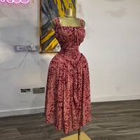 New Print Lace-up High Waist A-Line Dress - Thumbnail 1