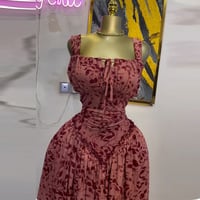 New Print Lace-up High Waist A-Line Dress - Thumbnail 3