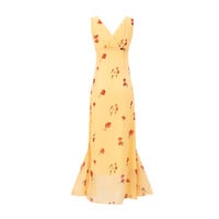 Holiday style casual rose floral print waist fishtail dress - Thumbnail 2