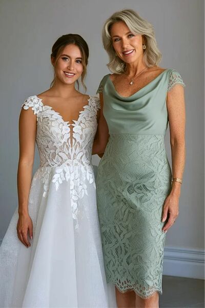 Elegant Blue Sheath Lace Mother of the Bride/Groom Dress Evening Formal Dress
