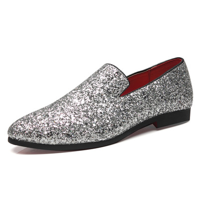 Men's shoes fashion sequins pointed shoes 3 colors
